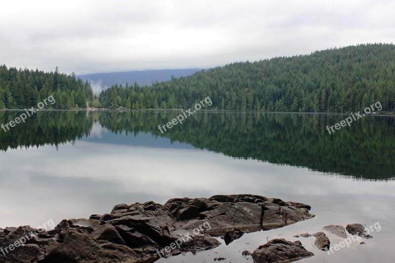 Lake Water Sasamat Lake Vancouver Reflection