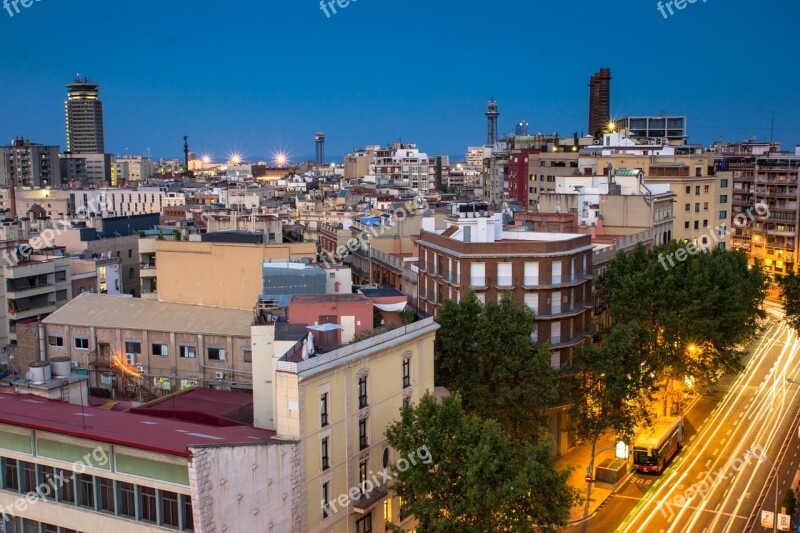 Barcelona Night Terrace City Free Photos