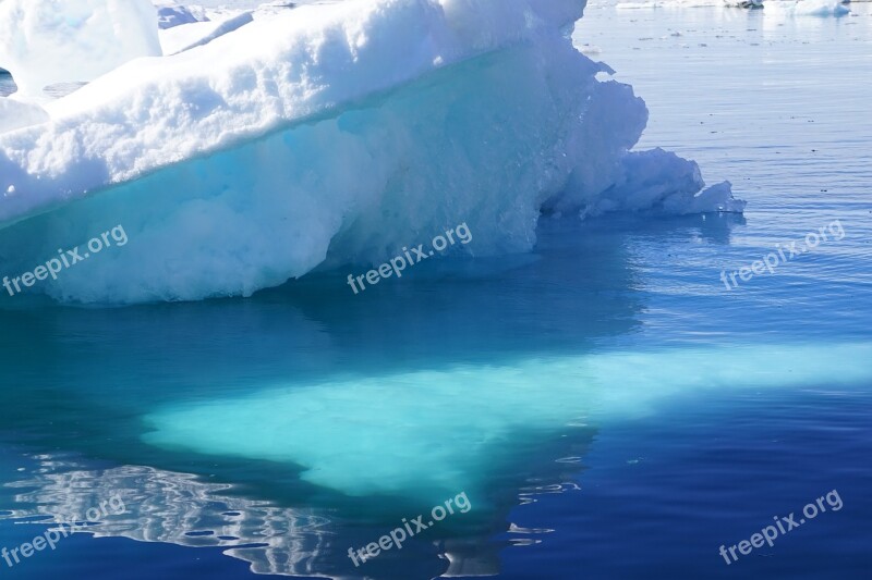 Iceberg Greenland Blue Water Mirroring