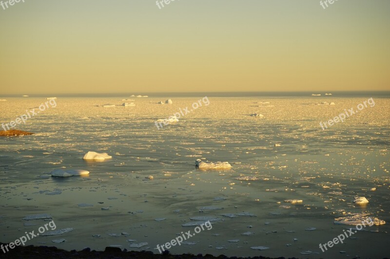 Greenland Ice Icebergs Sea Polar Region