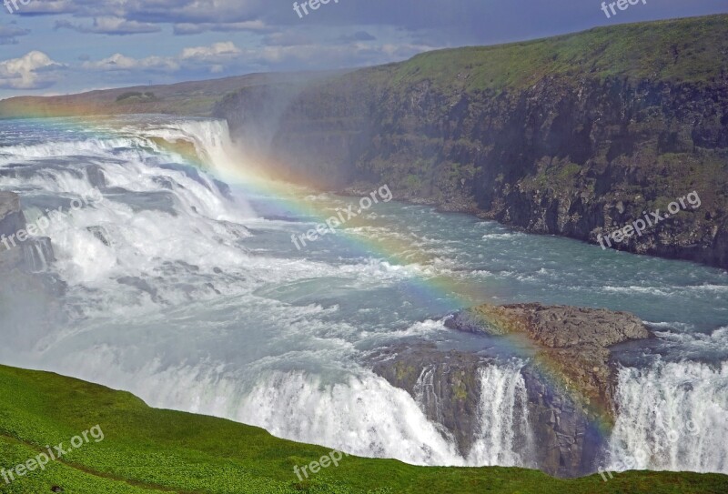 Gullfoss Waterfall Iceland Force Of Nature Enormous