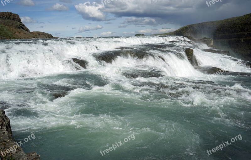 Gullfoss Waterfall Iceland Force Of Nature Enormous