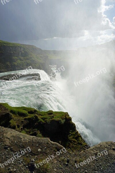 Gullfoss Waterfall Iceland Force Of Nature Enormous