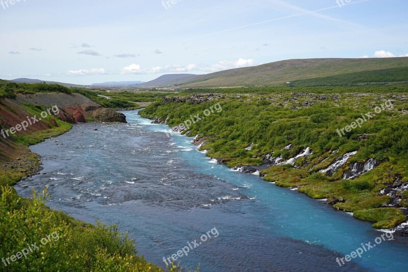 Barnafoss River Waterfall Iceland Water