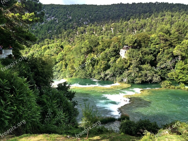 Croatia Waterfall Water National Park Dalmatia Waterfalls