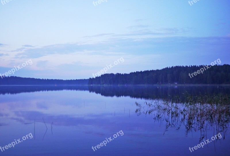 Lake Landscape Sunset Nature Bank