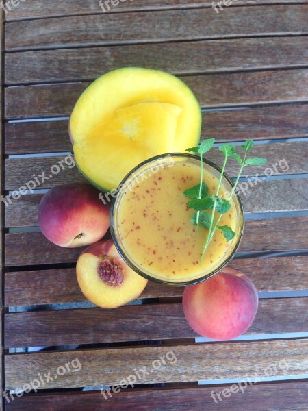 Smoothie Healthy Mango Peach Fruit