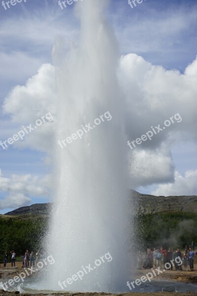 Geyser Strokkur Iceland Fountain Water