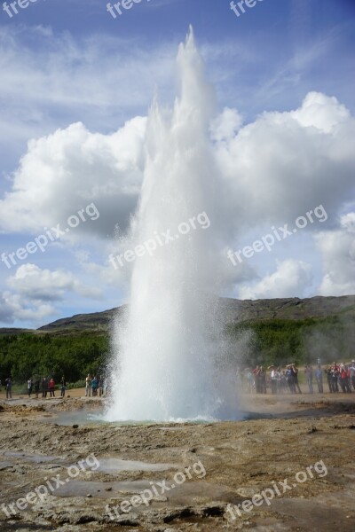 Geyser Strokkur Iceland Fountain Water Column