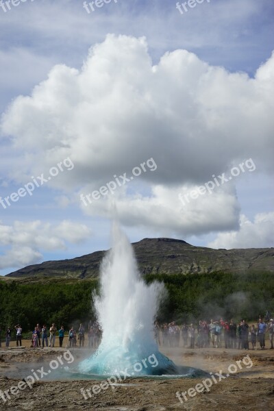 Geyser Strokkur Iceland Outbreak Nature