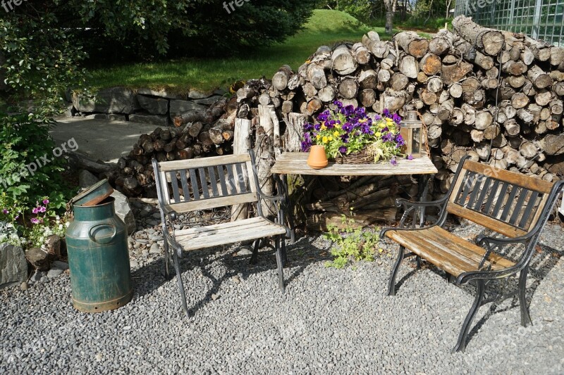 Seating Area Idyllic Table Romantic Bench