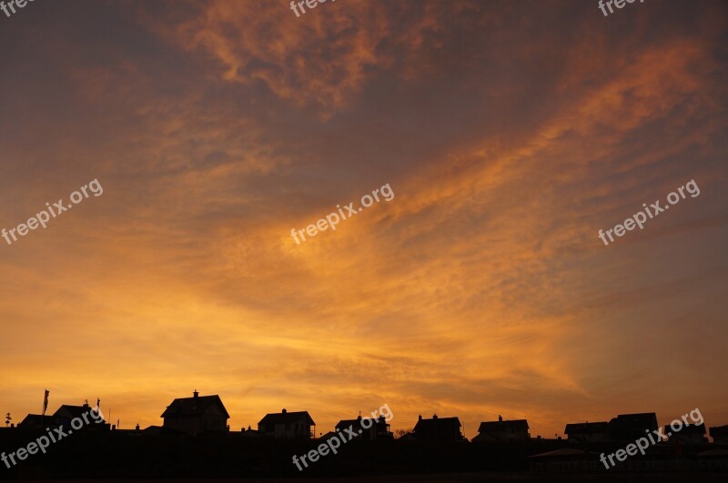 Rooftop Sky Sunset Orange Free Photos