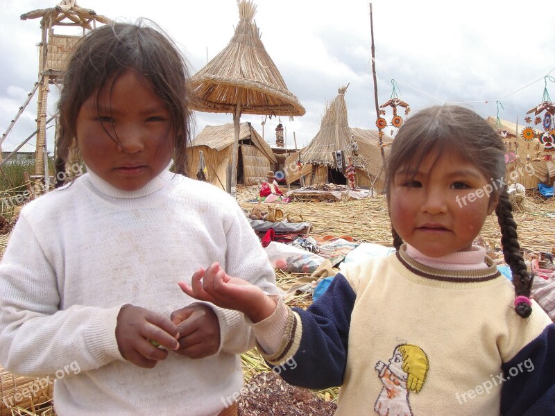 Children Peru Poverty Girls Supplicate