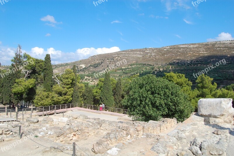 Ruins Crete Greece Excavation Antique