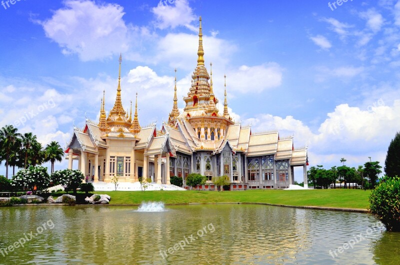 Thailand Temple Famous Traditional Blue