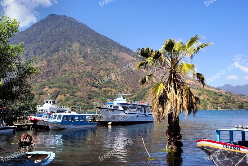 Lake Atitlan Guatemala Volcano Boat Free Photos