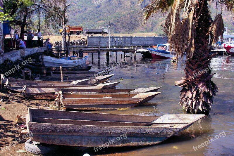 Boat Lake Guatemala Atitlan Pier