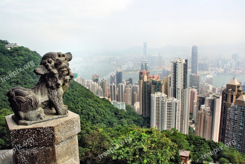 China Hong Kong Skyscraper Statue Landscape