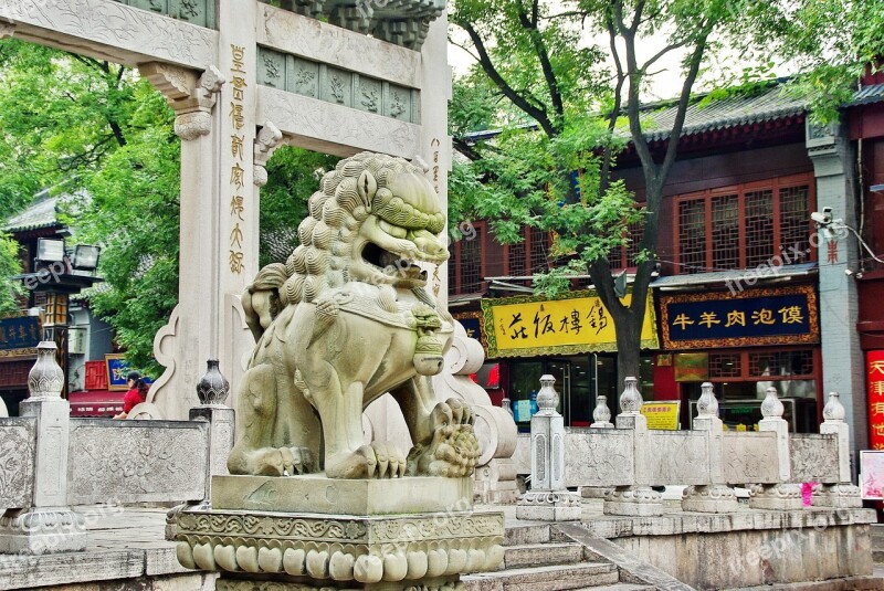 Xian Statue Lion China Pierre