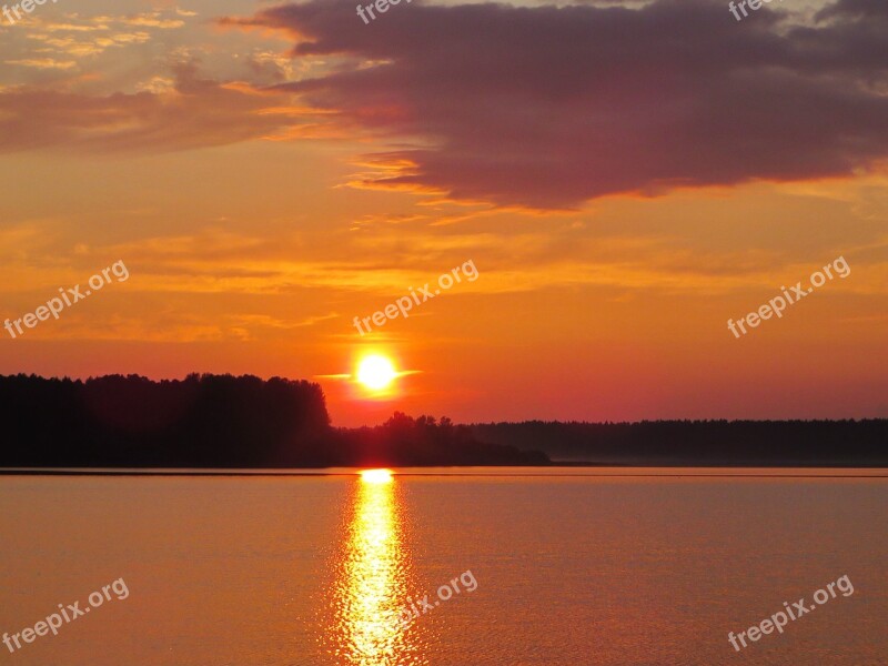 Midnight Sun Lake Onega Sunset Landscape Free Photos