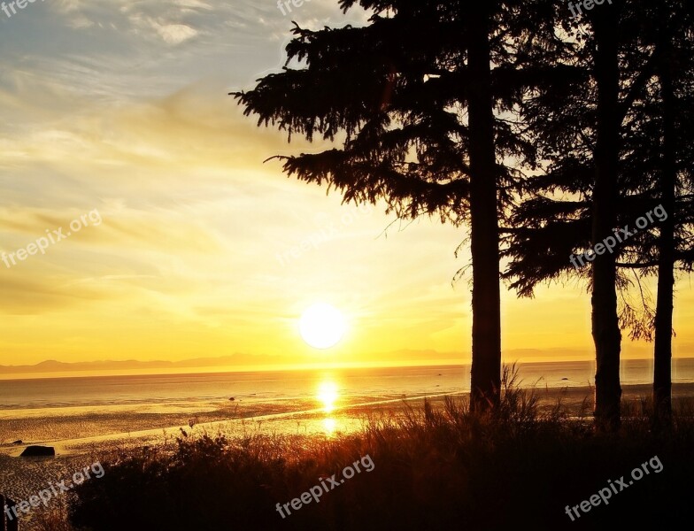 Sunset Alaska Nature Sky Water