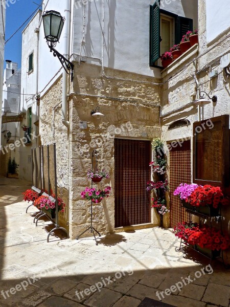 Alley Flowers Narrow Mediterranean Entrance