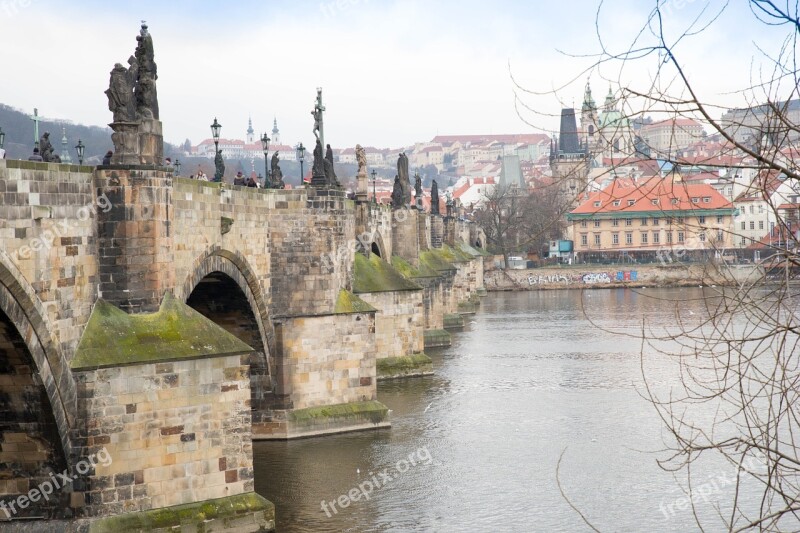 Charles Bridge Water Prague Free Photos