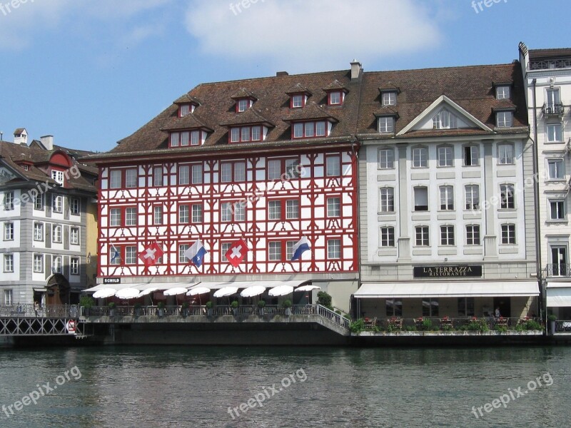 Reuss River Lucerne Switzerland Swiss