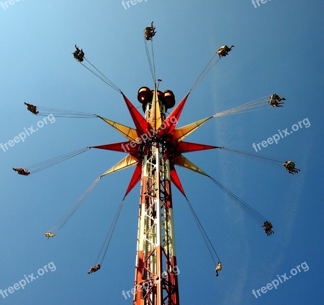 Theme Park Chain Carousel Fear Of Heights Blue Sky