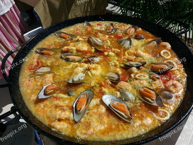 Valencian Paella Paella Spanish Paella Fire Spain