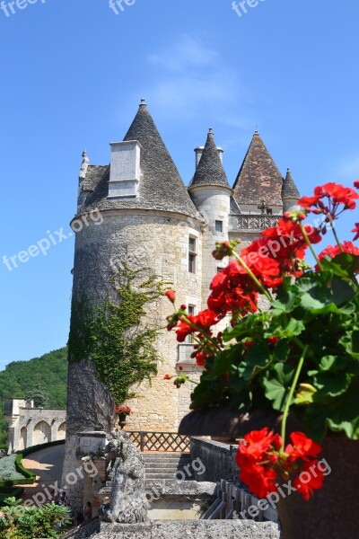 Castle Chateau Des Milandes Renaissance Tower Dordogne