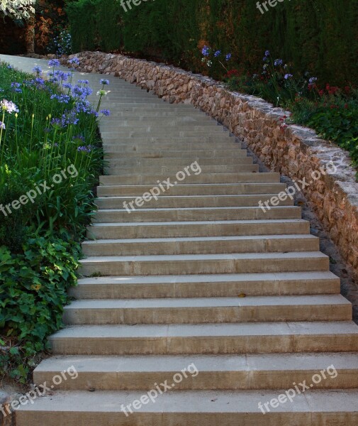 Steps Stairs Park Guell Park Curving Stairs