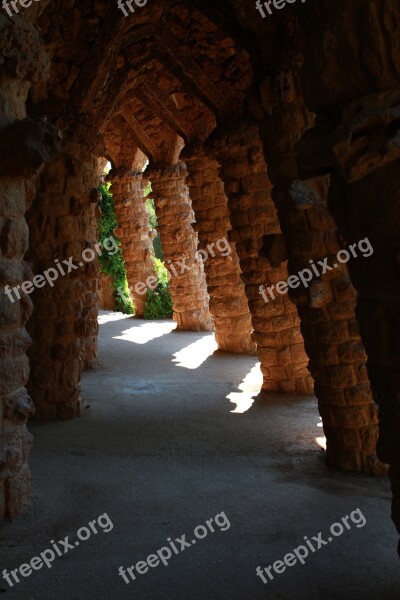 Park Guell Spain Gaudi Archway Arches