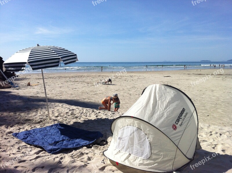 Beach Tent Sun Sand Ocean