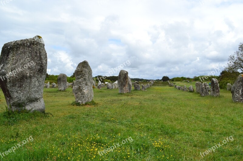 Menhir Menhirs Stones Carnac Brittany