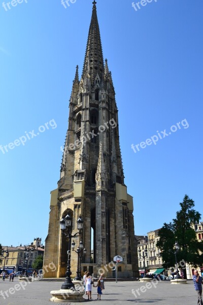 Bordeaux Bell Tower Bell Stone Church Gothic