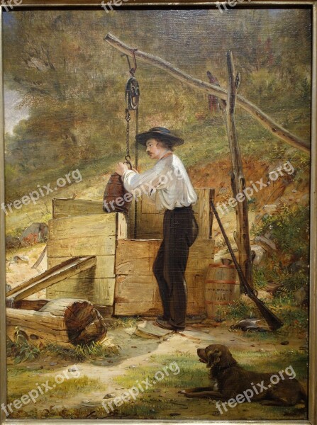 At The Well William Sidney Mount Oil Board Mounted