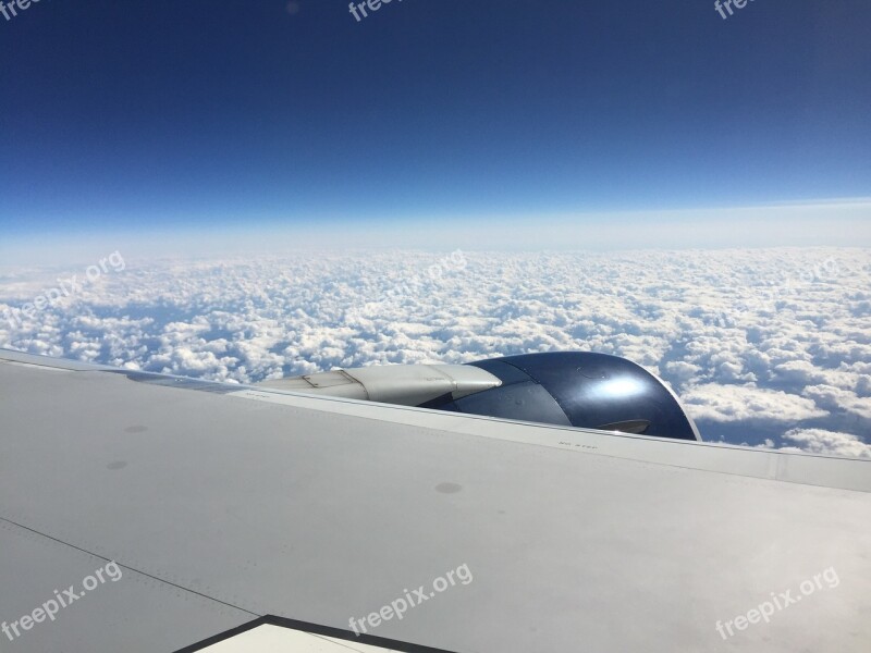 Airplane Wing Clouds Sky Plane