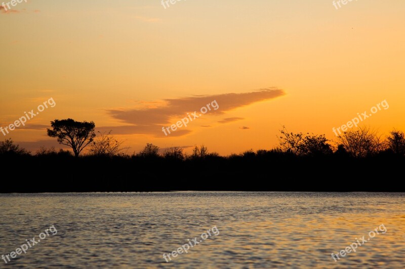 Sun Sunset River Orange Landscape