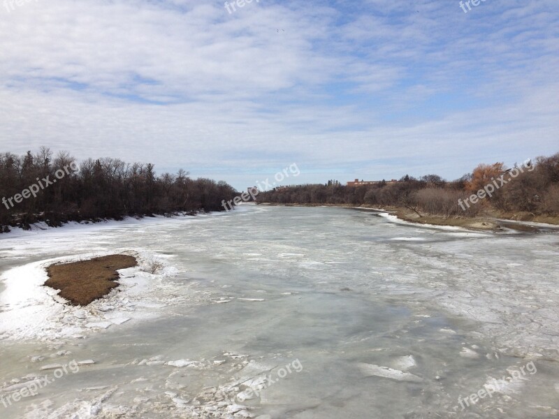 Frozen River Winter Snow Cold