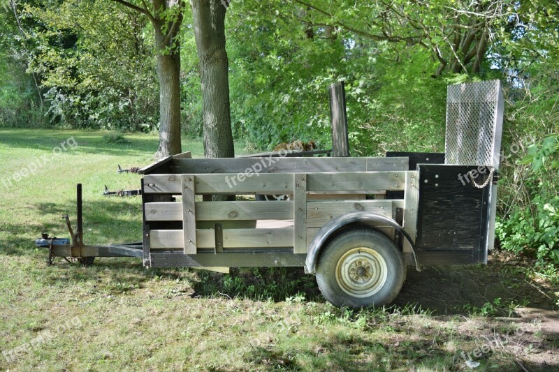 Trailer Green Rough Wooden Country