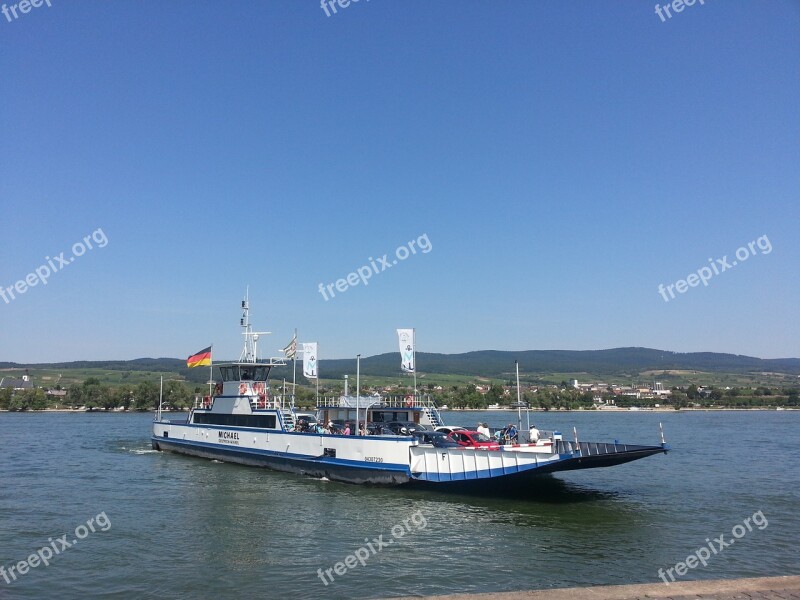 Ferry Rhine Ingelheim Water Car Ferry