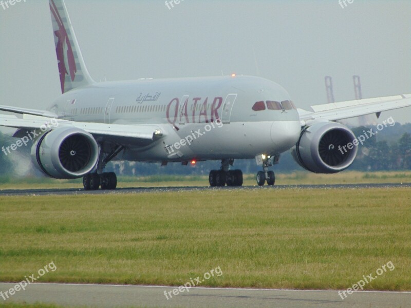 Plane Dreamliner Qatar Airlines Take Off Overflow