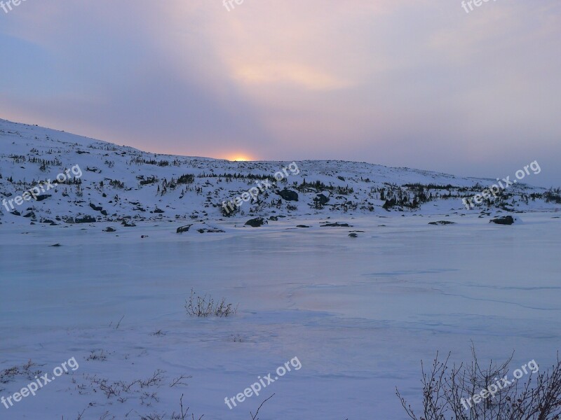 Kangiqsualujjuaq Canada Sunset Arctic Snow