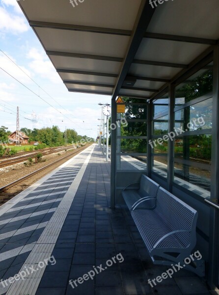 Railway Station Platform Rails Railroad Track Railway