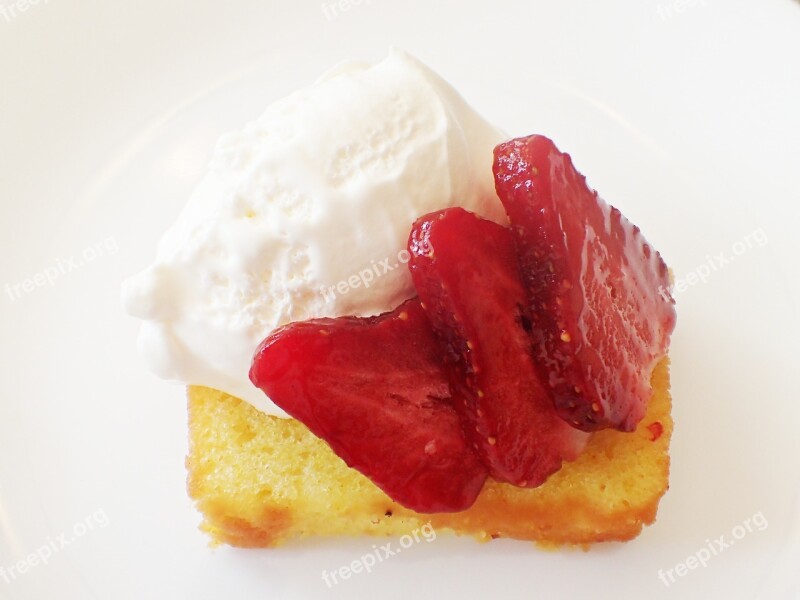 Cake Strawberry Dessert Food Cream