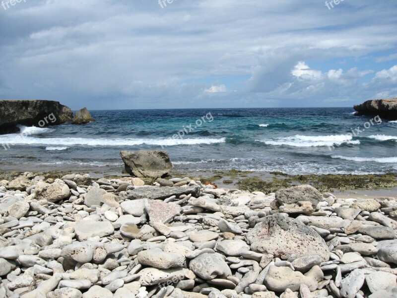 Stones Sea Clouds Aruba Free Photos