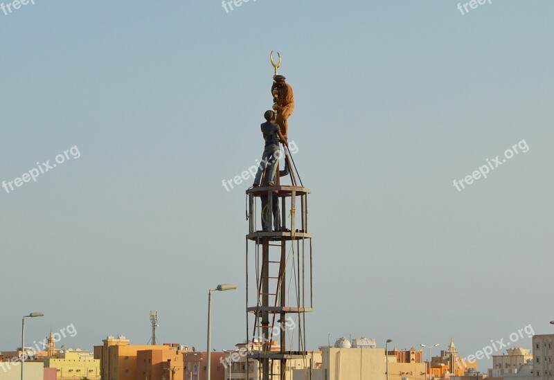 Minaret Building Builders Workers Construction