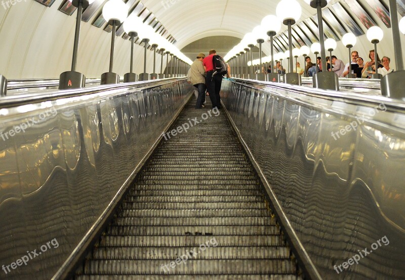 Long Escalator Moscow Russia Soviet