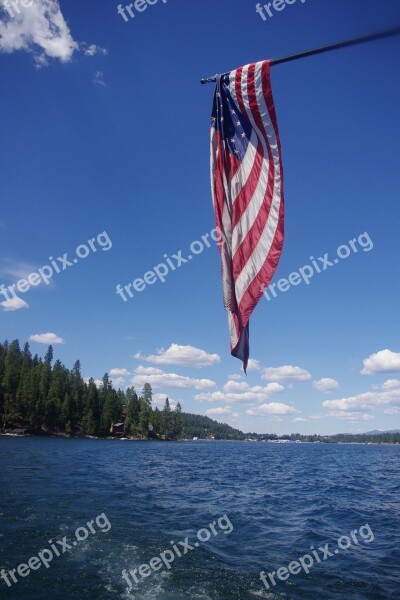 American Flag Boating Water Free Photos